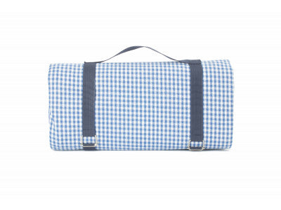 Basket, BLUE & WHITE GINGHAM PICNIC BLANKET
