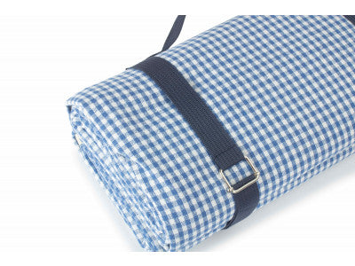 Basket, BLUE & WHITE GINGHAM PICNIC BLANKET