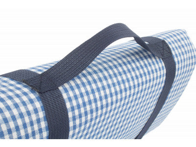 Basket, BLUE & WHITE GINGHAM PICNIC BLANKET