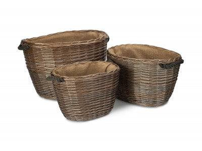 Basket, SET 3 OVAL LOG BASKETS