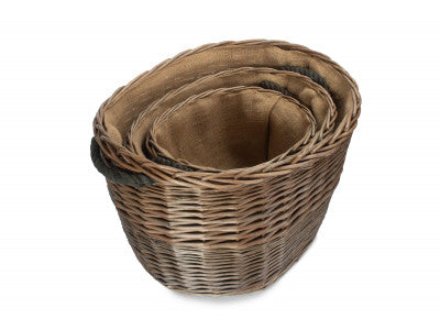 Basket, SET 3 OVAL LOG BASKETS