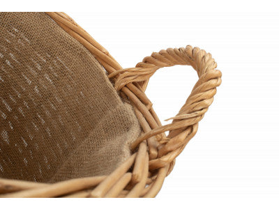 Basket, MEDIUM UNPEELED WILLOW LOG BASKET with LINING
