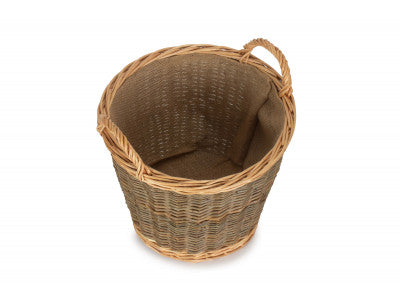 Basket, SMALL UNPEELED WILLOW LOG BASKET with LINING