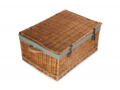 "Basket, 28" DOUBLE STEAMED ROPE HANDLED TRUNK with GREY SAGE LINING"