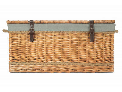 "Basket, 28" DOUBLE STEAMED ROPE HANDLED TRUNK with GREY SAGE LINING"