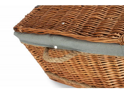 "Basket, 28" DOUBLE STEAMED ROPE HANDLED TRUNK with GREY SAGE LINING"