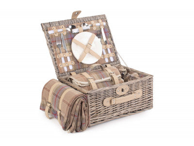 Basket, 2 PERSON LAVENDER TARTAN HAMPER