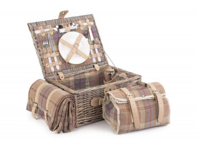 Basket, 2 PERSON LAVENDER TARTAN HAMPER