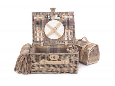 Basket, 2 PERSON LAVENDER TARTAN HAMPER
