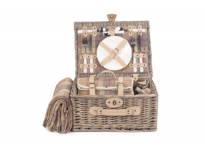 Basket, 2 PERSON LAVENDER TARTAN HAMPER