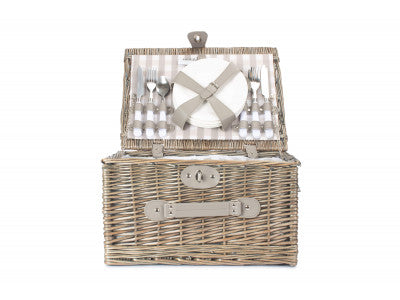 Basket, 4 PERSON GREY CHECKED CHILLER HAMPER