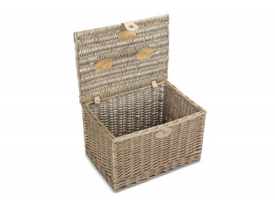 Basket, LARGE ANTIQUE WASH FINISH CHEST HAMPER