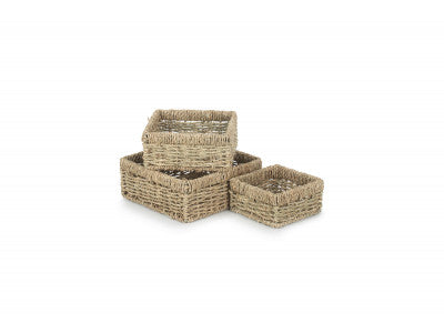 Basket, Set of 3 SQUARE SEAGRASS TRAY 