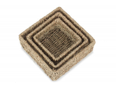 Basket, Set of 3 SQUARE SEAGRASS TRAY 