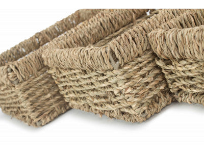 Basket, Set of 3 SQUARE SEAGRASS TRAY 