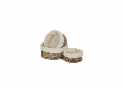 Basket, LINED ROUND SEAGRASS SMALL TRAY