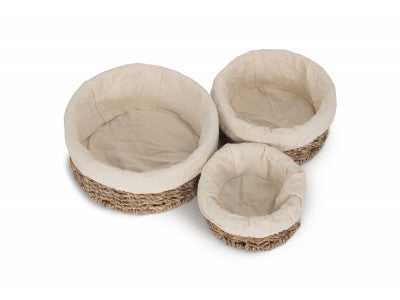Basket, LINED ROUND SEAGRASS SMALL TRAY