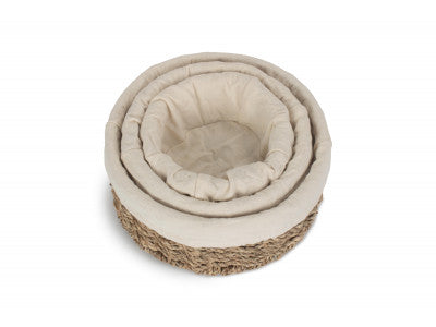 Basket, LINED ROUND SEAGRASS SMALL TRAY