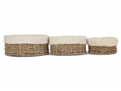 Basket, LINED ROUND SEAGRASS SMALL TRAY