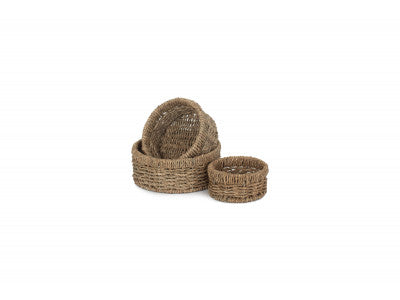 Basket, Set of 3 ROUND SEAGRASS SMALL TRAY 