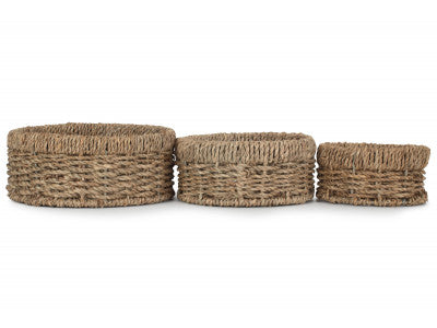 Basket, Set of 3 ROUND SEAGRASS SMALL TRAY 
