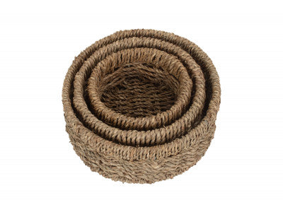 Basket, Set of 3 ROUND SEAGRASS SMALL TRAY 