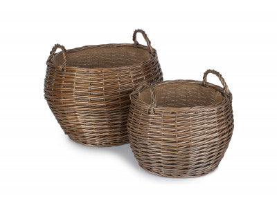 Basket, Set of 2 ANTIQUE WASH STUMPY BASKETS 