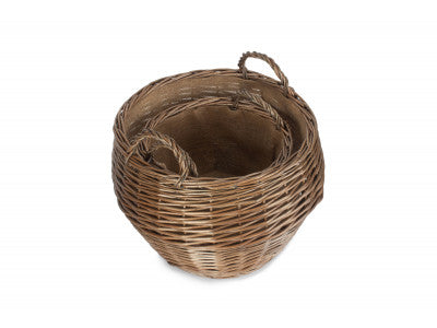 Basket, Set of 2 ANTIQUE WASH STUMPY BASKETS 