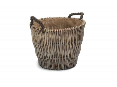 Basket, SMALL ROUND GREY LOG BASKET