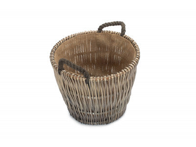Basket, SMALL ROUND GREY LOG BASKET