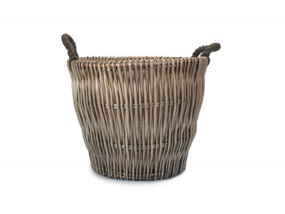 Basket, SMALL ROUND GREY LOG BASKET