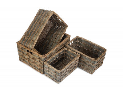 Basket, GREY SCANDI STORAGE BASKETS SET 4 - UNLINED