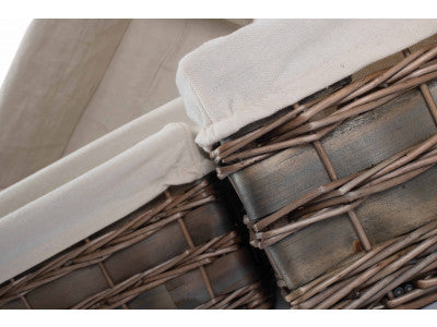 Basket, Set of 4 GREY SCANDI STORAGE BASKETS with WHITE LINING 