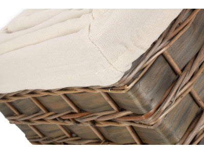 Basket, Set of 4 GREY SCANDI STORAGE BASKETS with WHITE LINING 