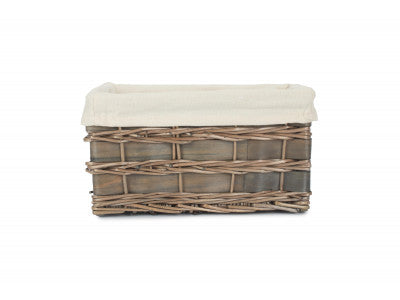 Basket, SMALL GREY SCANDI STORAGE BASKET with WHITE LINING