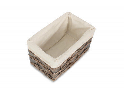 Basket, SMALL GREY SCANDI STORAGE BASKET with WHITE LINING