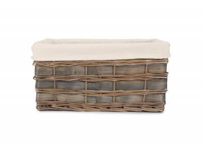 Basket, LARGE GREY SCANDI STORAGE BASKET with WHITE LINING