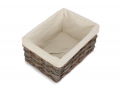 Basket, LARGE GREY SCANDI STORAGE BASKET with WHITE LINING