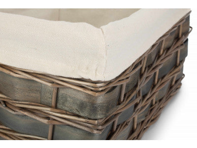 Basket, LARGE GREY SCANDI STORAGE BASKET with WHITE LINING