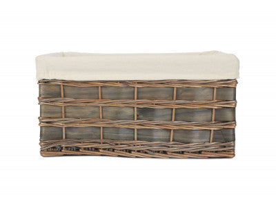 Basket, EXTRA LARGE GREY SCANDI STORAGE BASKET with WHITE LINING