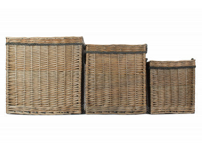 Basket, Set of 3 ANTIQUE WASH SQUARE STORAGE BASKET 