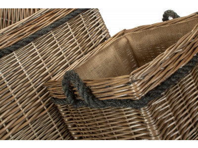 Basket, Set of 3 ANTIQUE WASH SQUARE STORAGE BASKET 