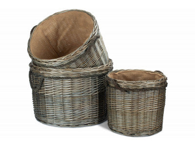 Basket, Set of 3 ANTIQUE WASH ROUND STORAGE BASKET 