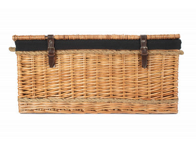 "Basket, 28" DOUBLE STEAMED ROPE HANDLED TRUNK with BLACK LINING"
