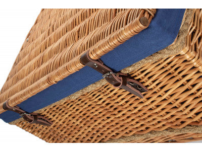 "Basket, 28" DOUBLE STEAMED ROPE HANDLED TRUNK with NAVY BLUE LINING"