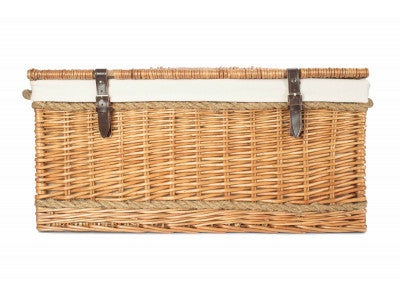 "Basket, 28" DOUBLE STEAMED ROPE HANDLED TRUNK with WHITE LINING"