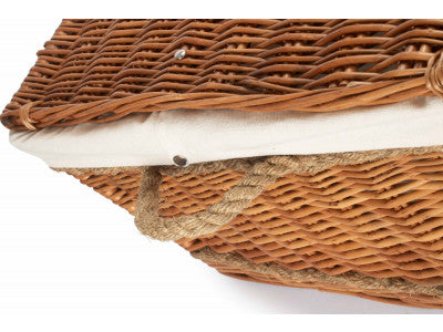 "Basket, 28" DOUBLE STEAMED ROPE HANDLED TRUNK with WHITE LINING"