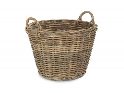Basket, ROUND GREY RATTAN LOG BASKET