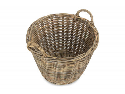 Basket, ROUND GREY RATTAN LOG BASKET