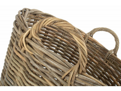 Basket, ROUND GREY RATTAN LOG BASKET